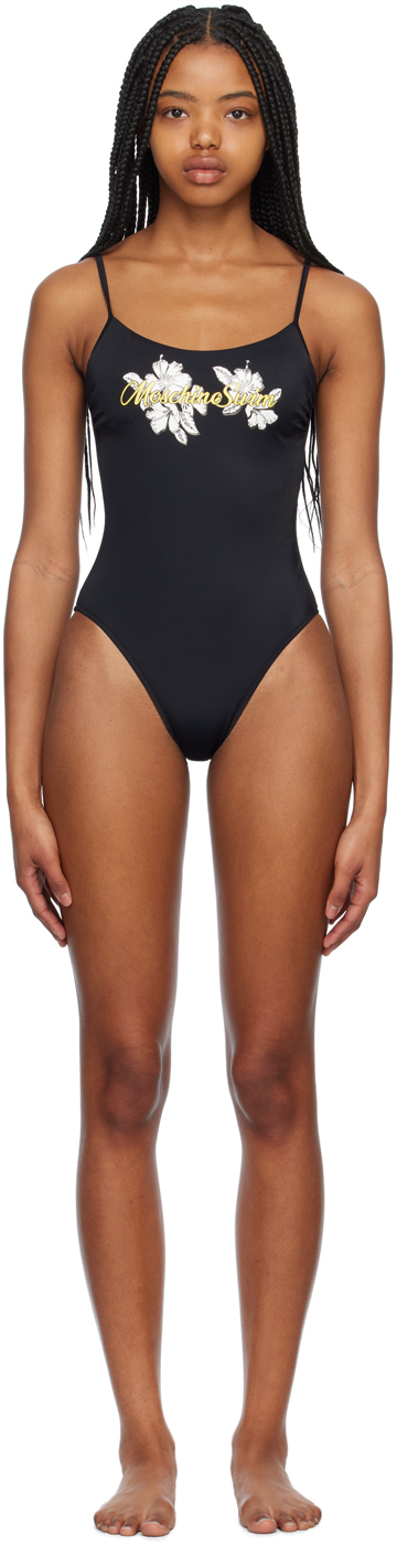 Black Printed One-Piece Swimsuit
