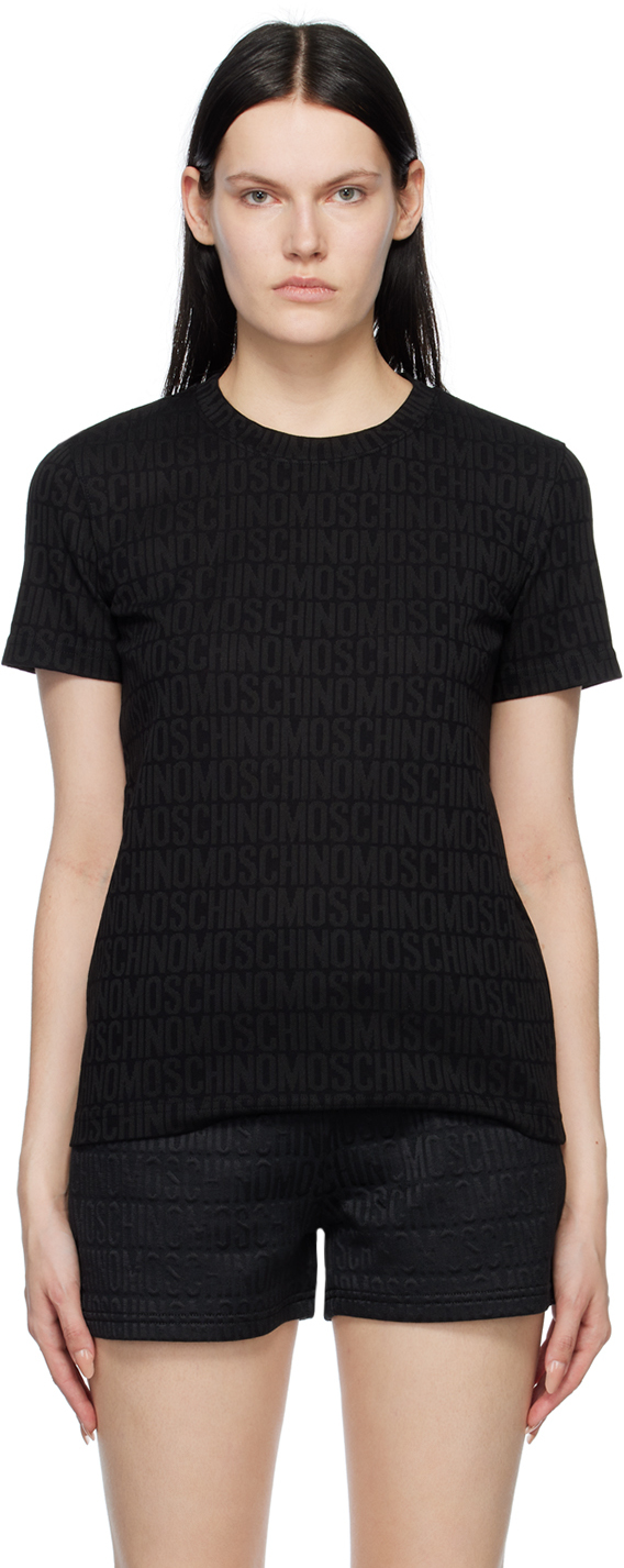 Black Jacquard TShirt by Moschino on Sale