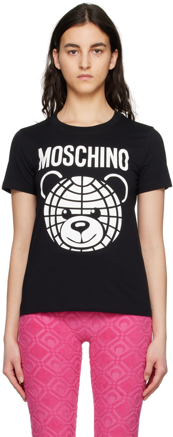 Black Printed T-Shirt by Moschino on Sale
