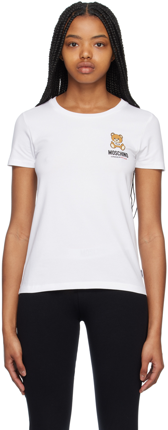 Moschino: ホワイト ロゴプリント Tシャツ | SSENSE 日本
