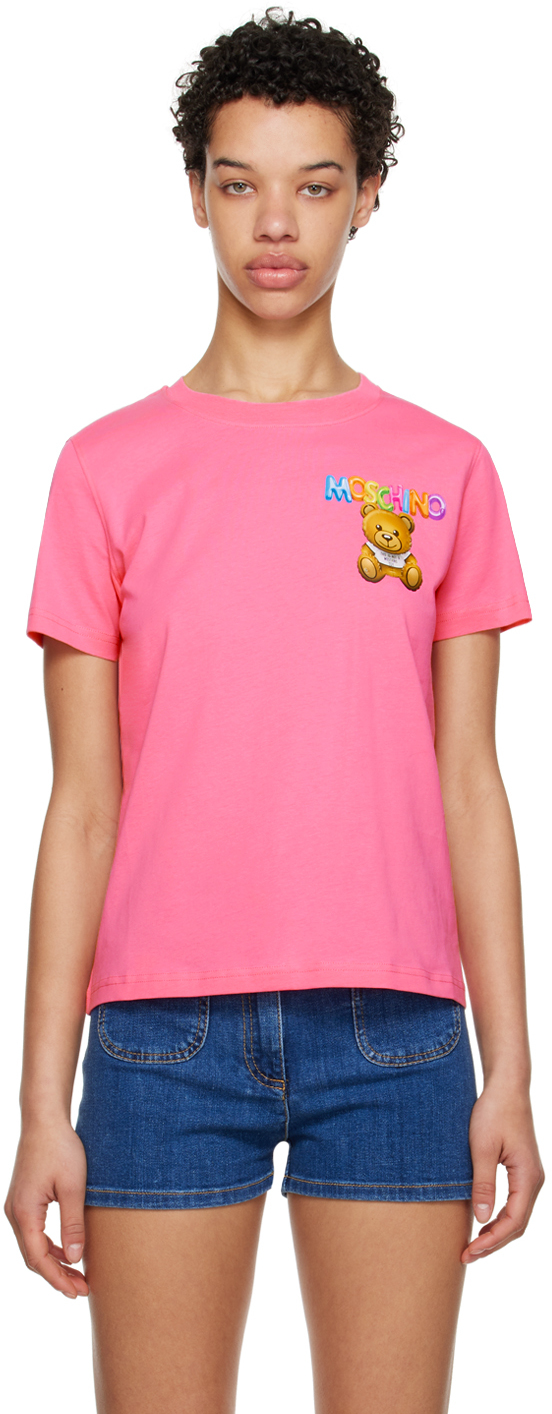 Moschino Teddy Bear Motif T-shirt In Fuchsia