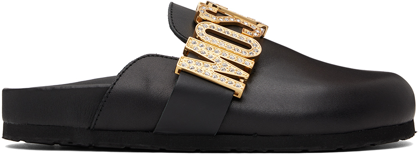 Moschino Black Crystal-cut Loafers