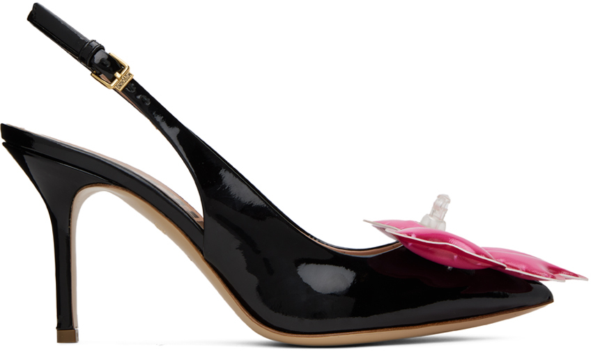 Moschino Black Inflatable Bow Pumps In 000 * Nero