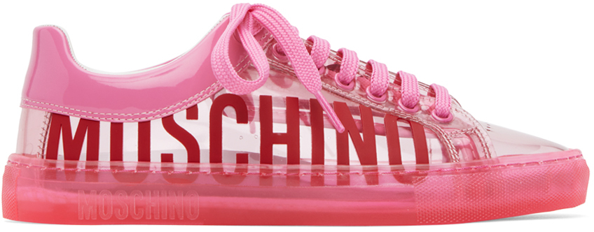 Moschino Transparent Logo-print Low-top Sneakers In Rosa
