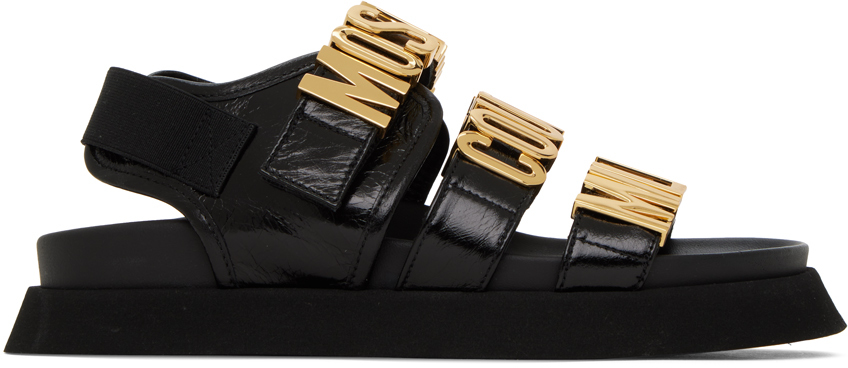 Shop Moschino Black 'couture' Sandals In 000 Nero