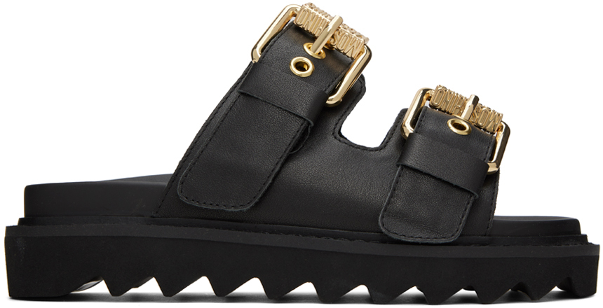 Black Logo Sandals