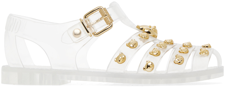 Shop Moschino Transparent Teddy Studs Jelly Sandals In 998 * Trasparente
