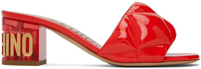 Moschino Red Quilted Mules In 500 * Rosso