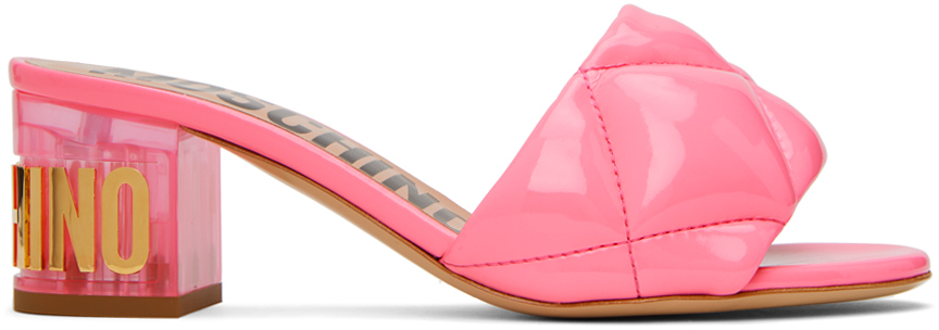 Moschino Pink Quilted Mules In 600 * Rosa