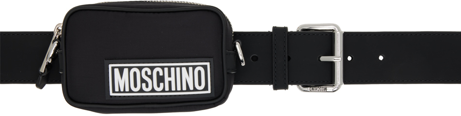 Moschino Black Pouch Belt In A2555 Fantasy Print