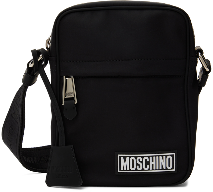 Moschino Black Logo Messenger Bag SSENSE