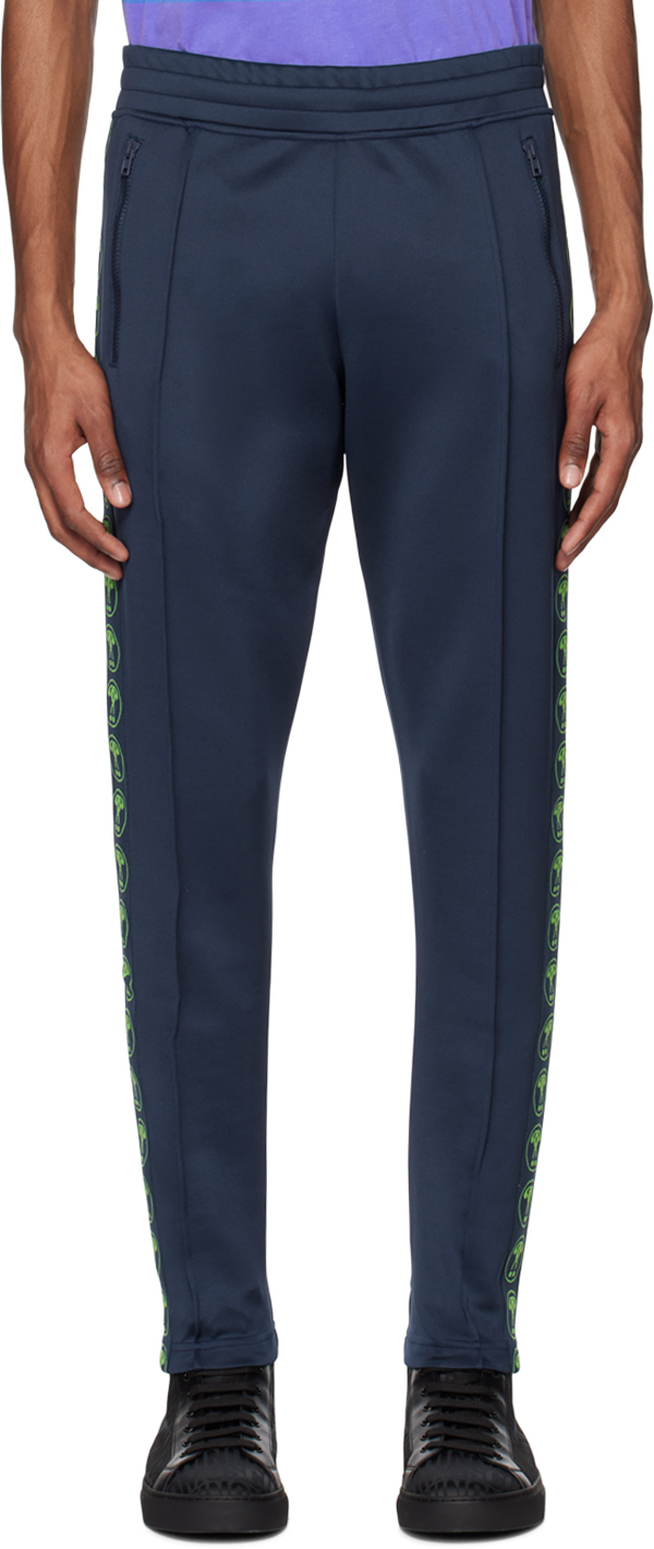 Moschino Blue Double Question Mark Track Pants In A1290 Fantasy Print