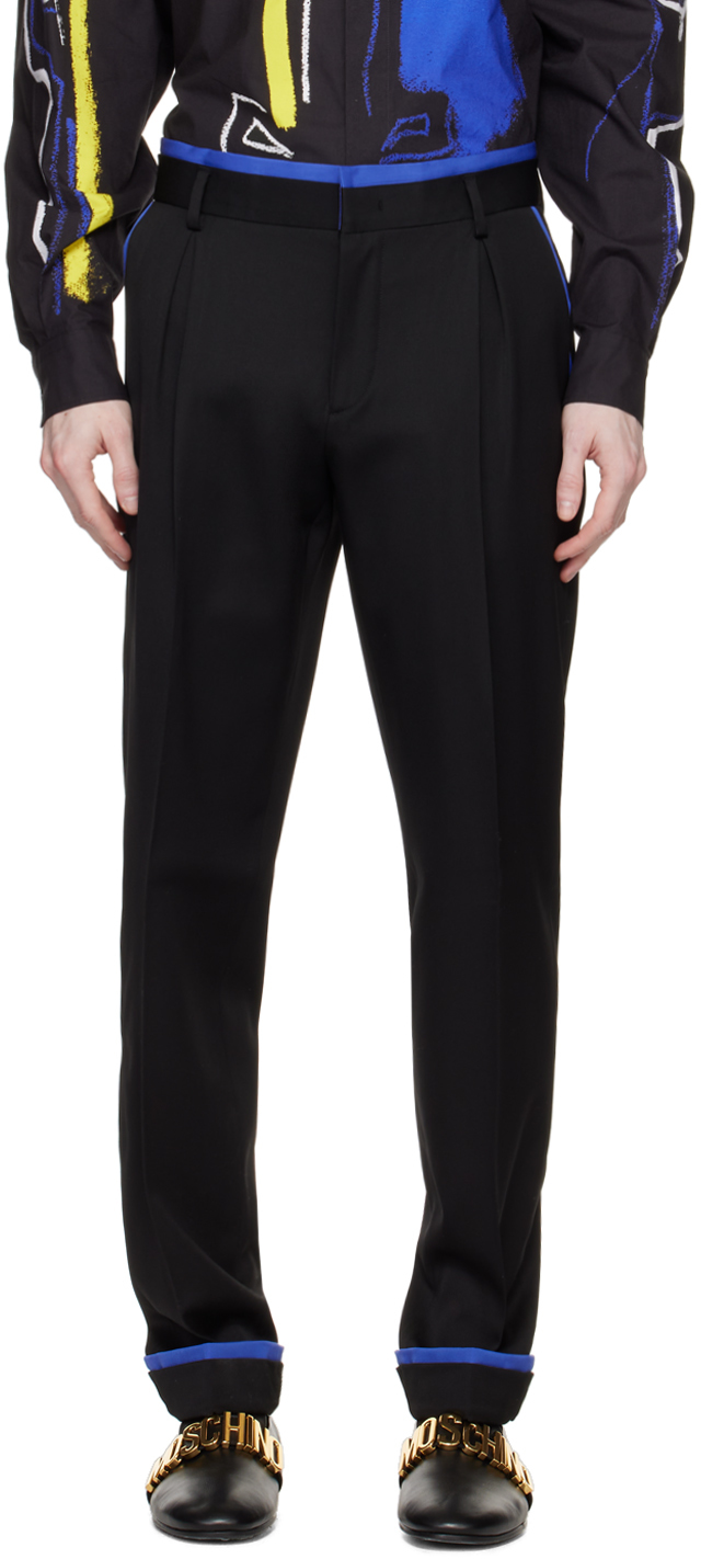 Moschino Black Layered Trousers In A1555 Fantasy Print