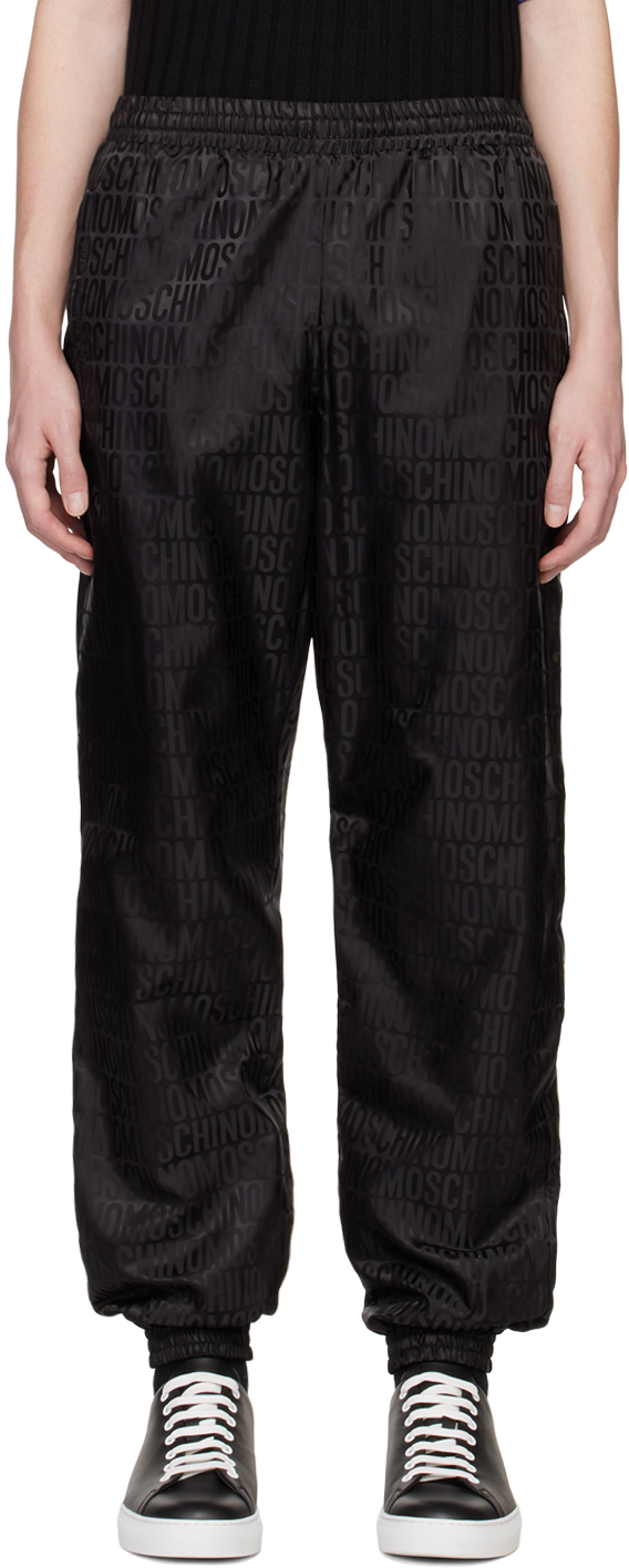 Moschino Black Jacquard Trousers In A0555 Black