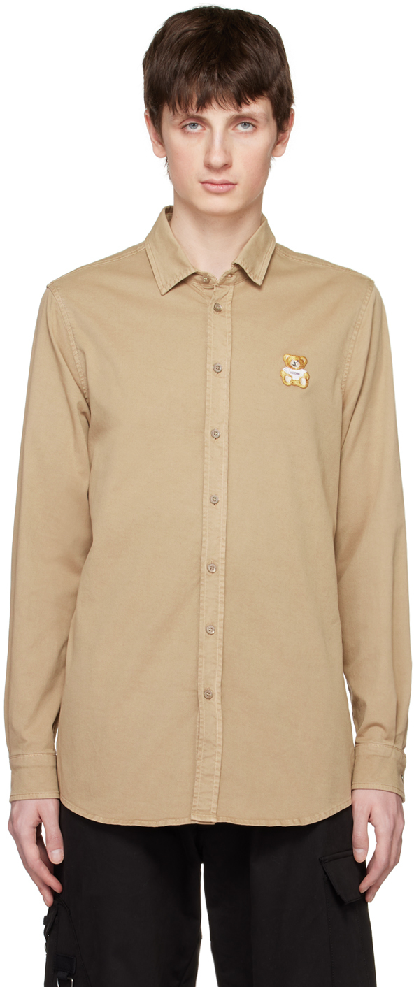 Moschino Teddy-bear Patch Polo Shirt in Natural for Men