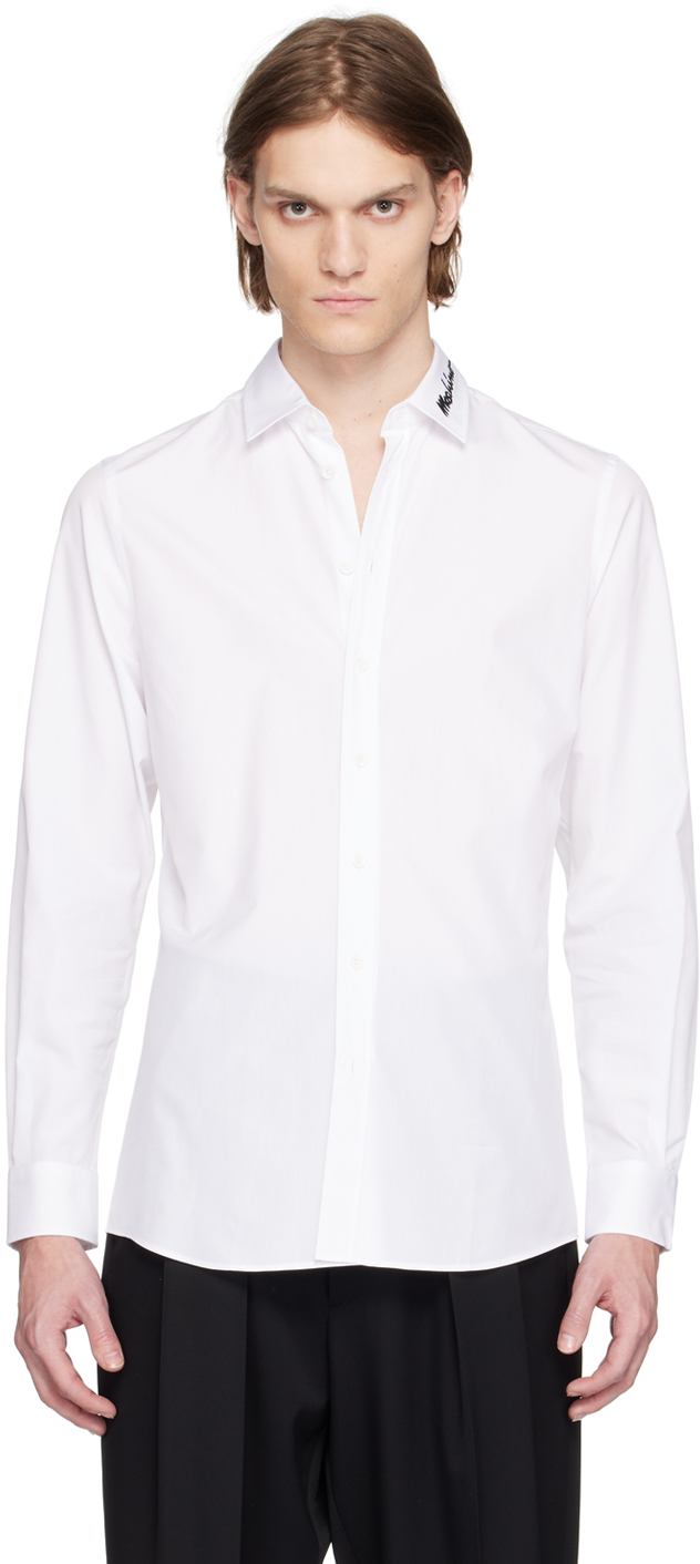 Moschino White Embroidered Shirt In J1001 Fantasy Print