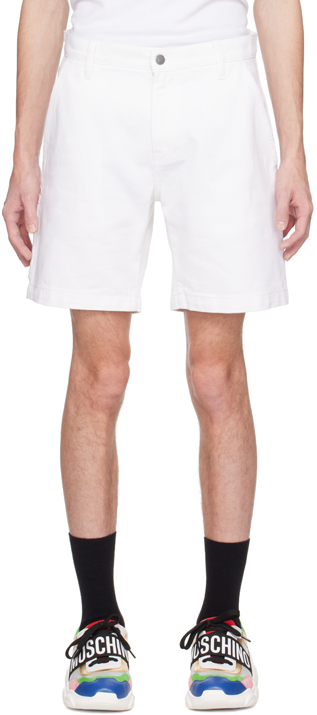 Moschino White Hammer Loop Shorts In A0001 White
