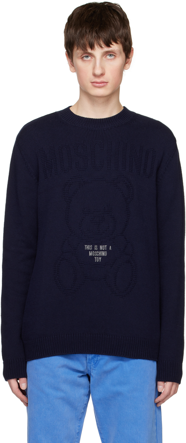 Moschino Navy 'this Is Not A  Toy' Sweater In V0290 Blue
