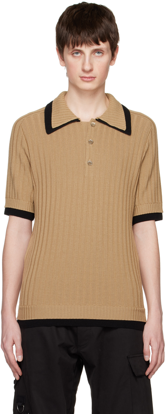 Moschino Brown Contrast Trim Polo In A0084 Brown