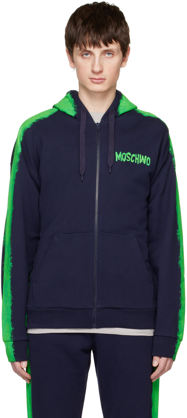 Moschino Logo-print Paint-effect Hoodie In A3290 Fantasy Print