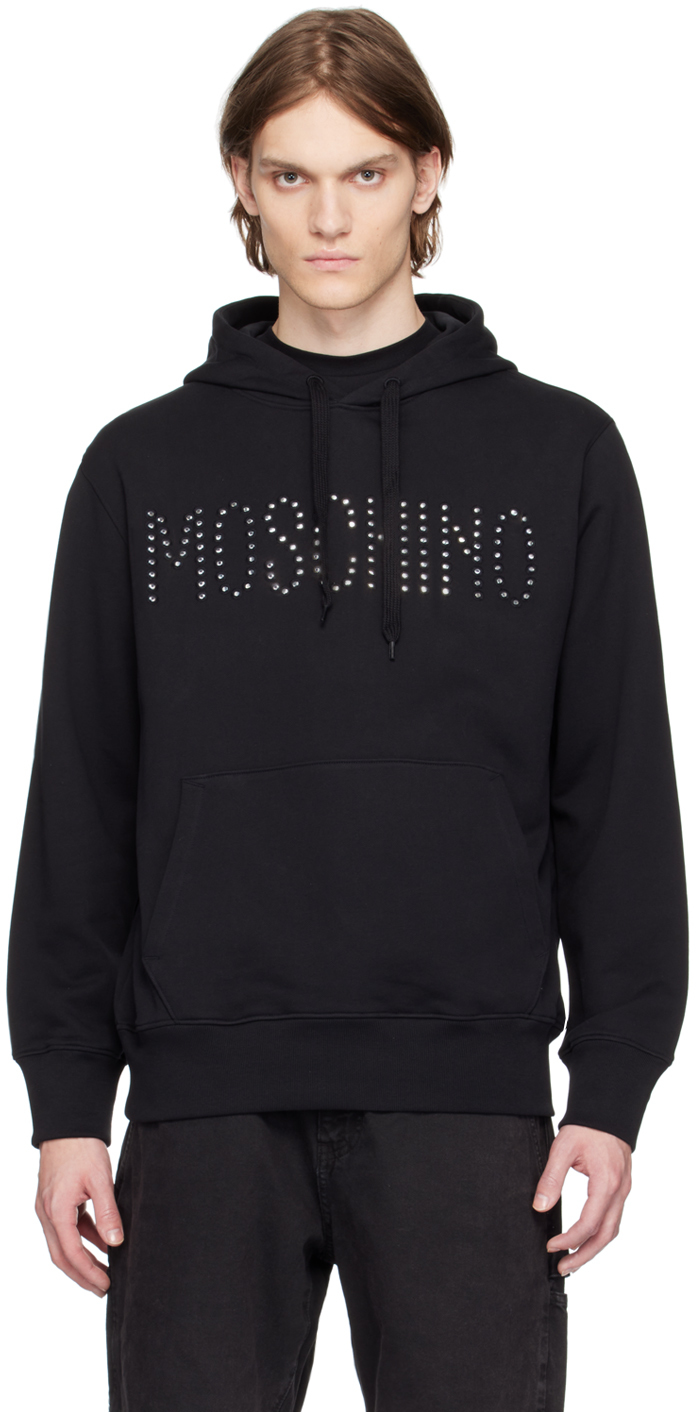 MOSCHINO BLACK EMBROIDERED HOODIE