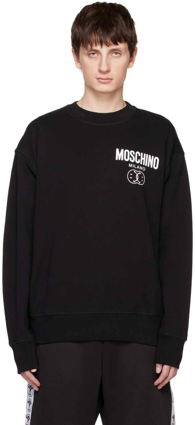 Black Double Smiley Sweatshirt by Moschino on Sale