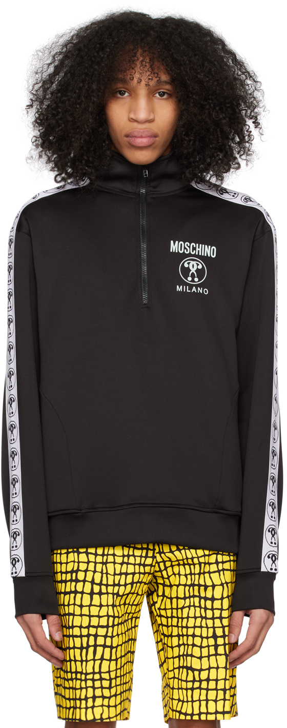 Moschino Black Bonded Sweatshirt In A1555 Fantasy Print