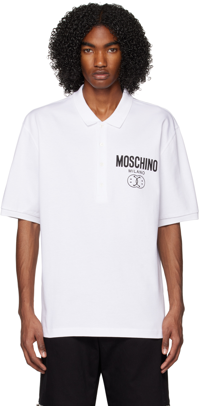 Moschino White Double Smiley Polo