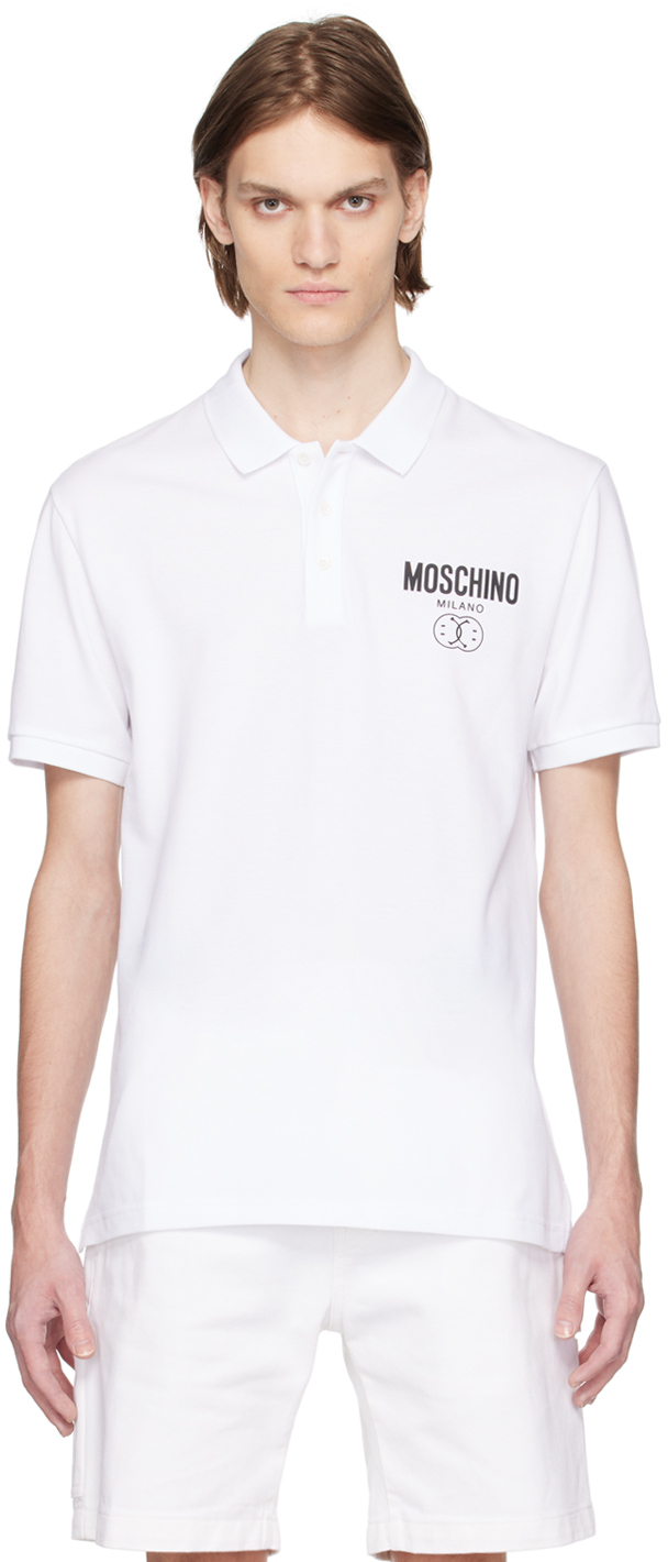 Moschino Short Sleeve Polo T Shirt White