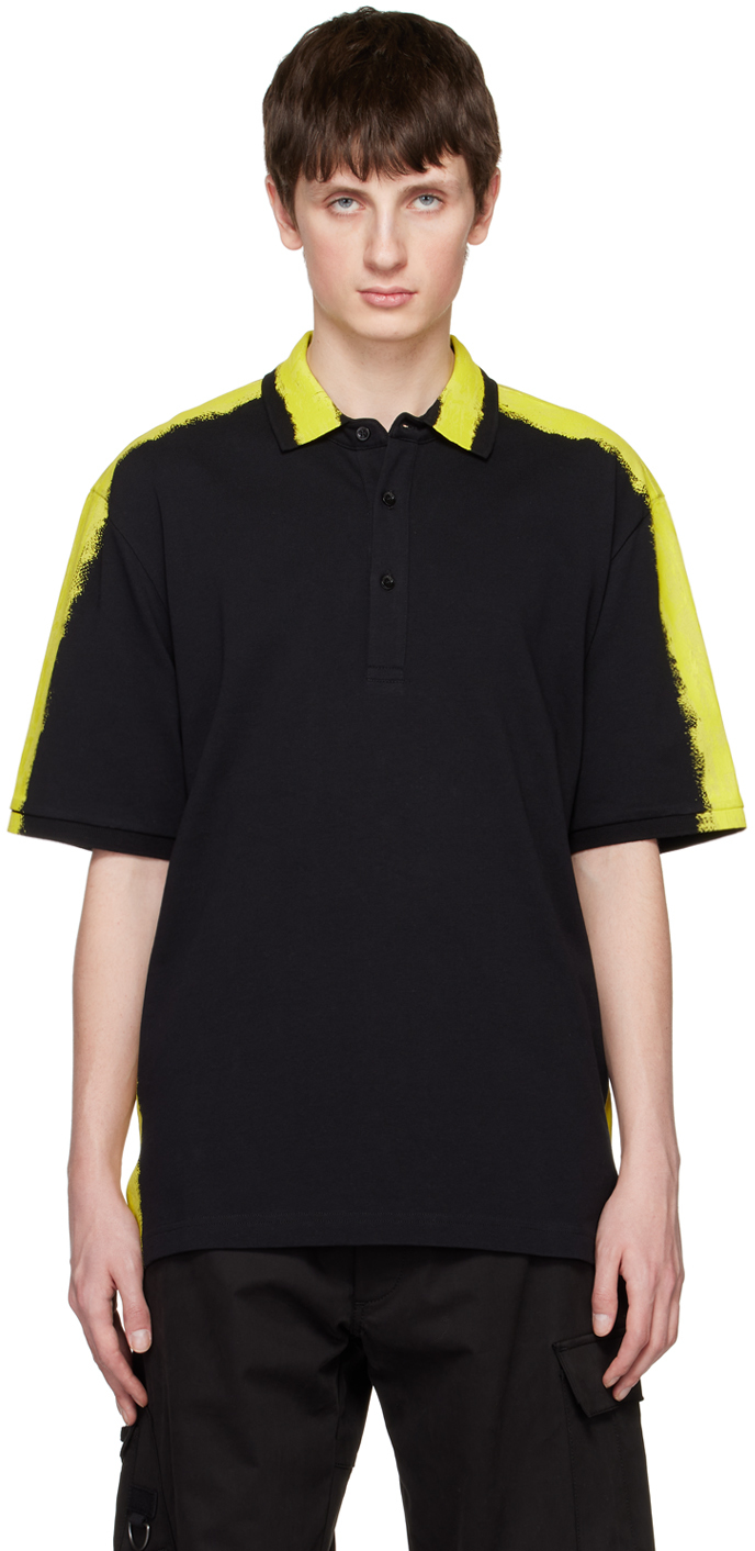 Moschino Black Paint Polo In A3555 Fantasy Print