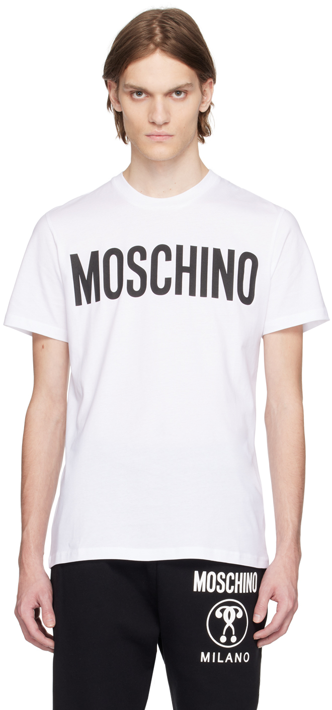 Moschino: White Printed T-Shirt | SSENSE