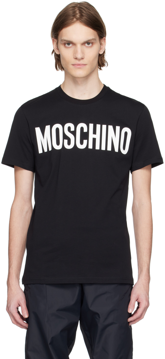 Shop Moschino Black Printed T-shirt In A1555 Fantasy Print