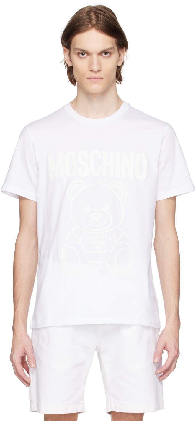 Moschino White Graphic T-shirt In V1001 Fantasy Print