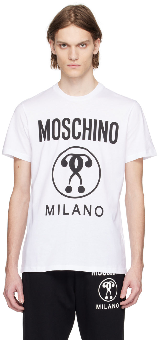 Moschino Printed Cotton-blend Jersey T-shirt In White