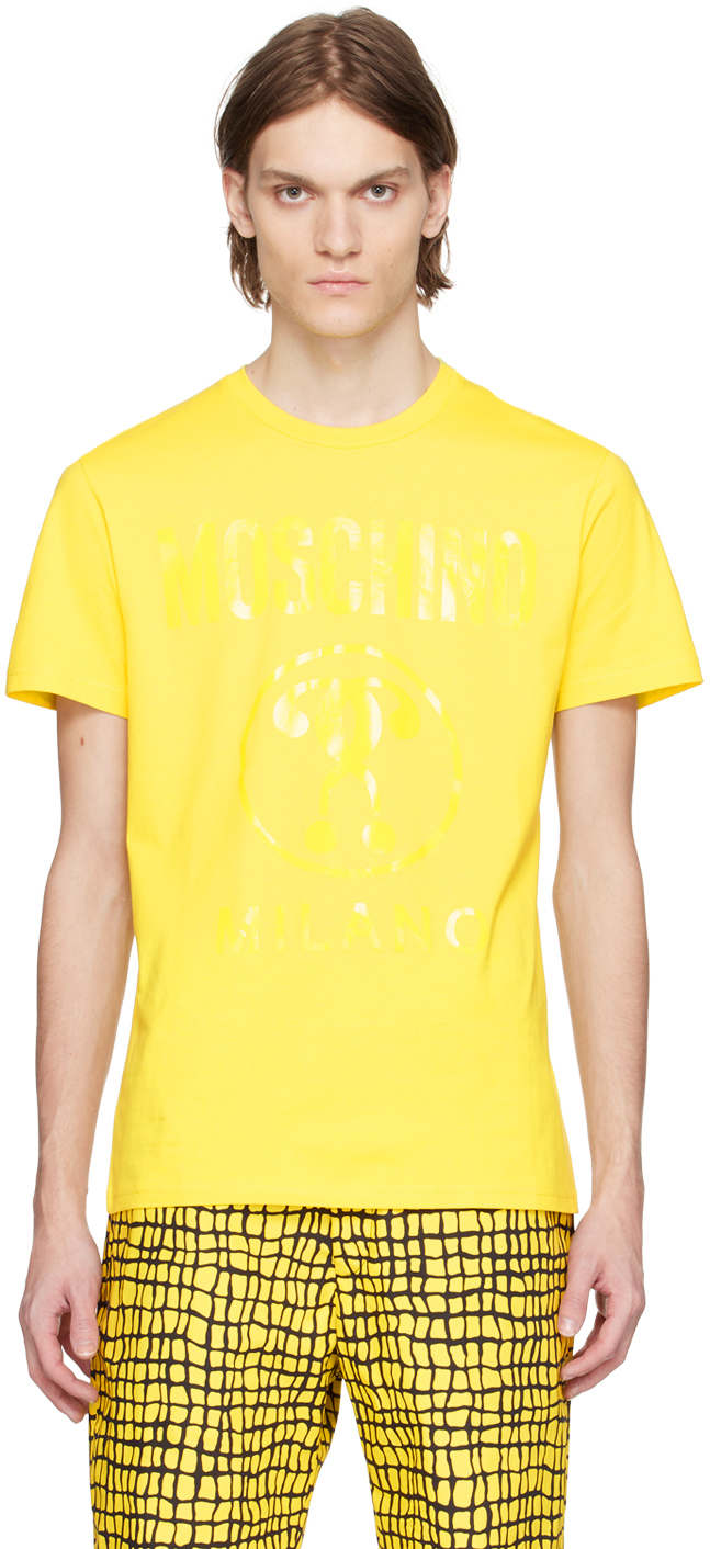 Moschino: Yellow Printed T-Shirt | SSENSE