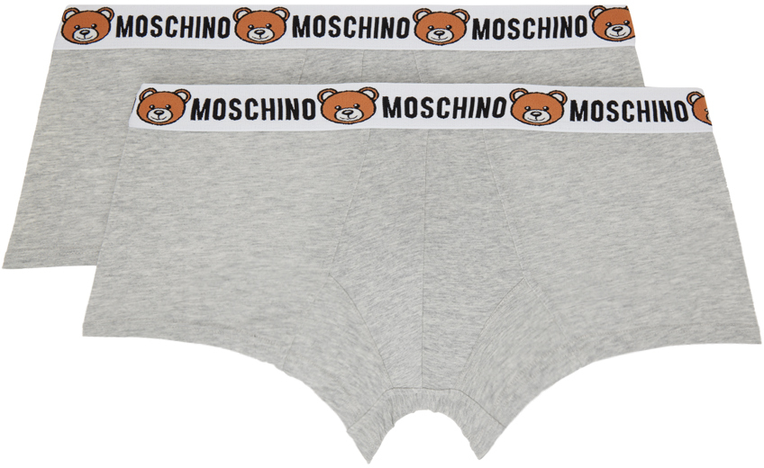 Moschino Teddy Bear Waistband Set With Mélange Effect And Motif In Grey