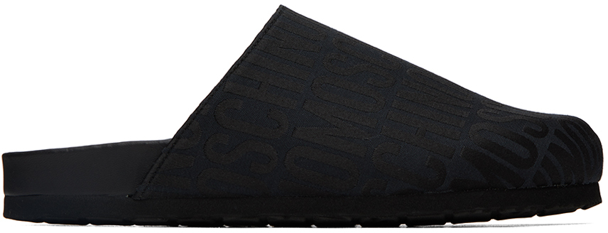Moschino Black All-over Logo Loafers In 000 Nero