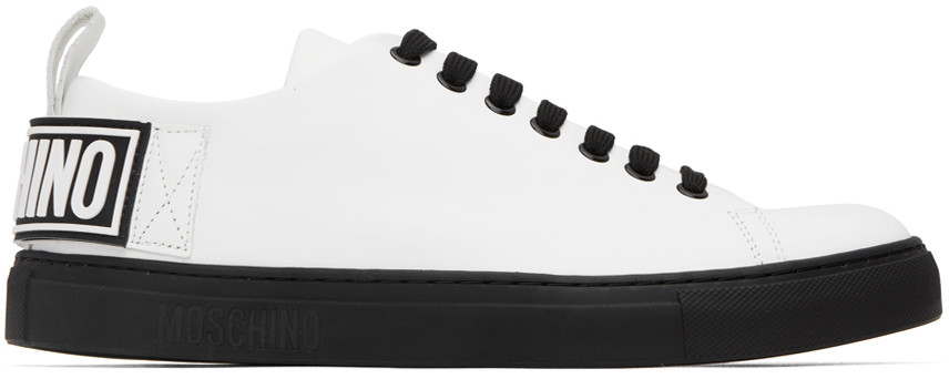 Moschino White Embossed Sneakers In 100 Bianco