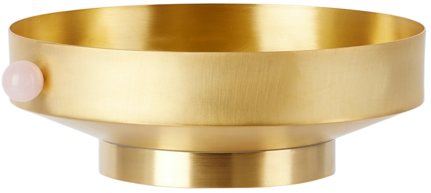 Natalia Criado Ssense Exclusive Gold Fruit Bowl In Gold And Rose Quartz
