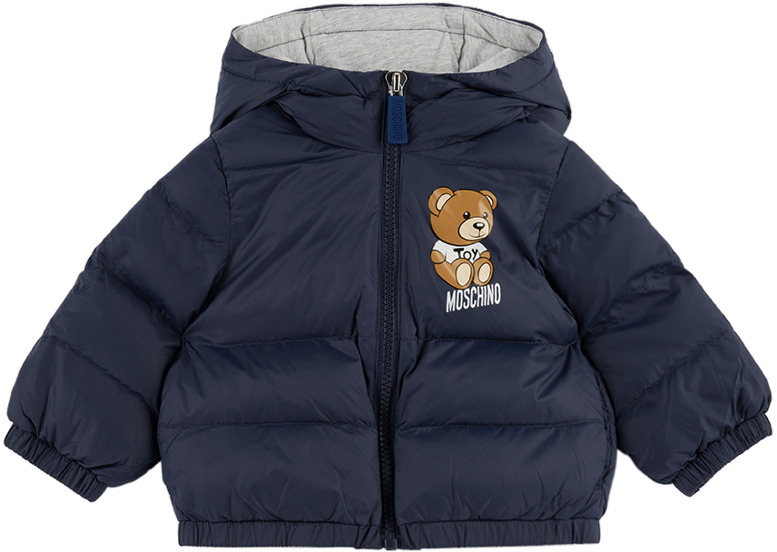 Moschino Baby Blue Hooded Jacket In Var. 40016 Blue Navy