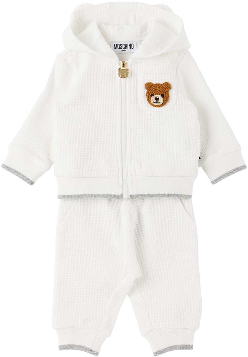 Moschino Baby White Teddy Bear Tracksuit In Bianco