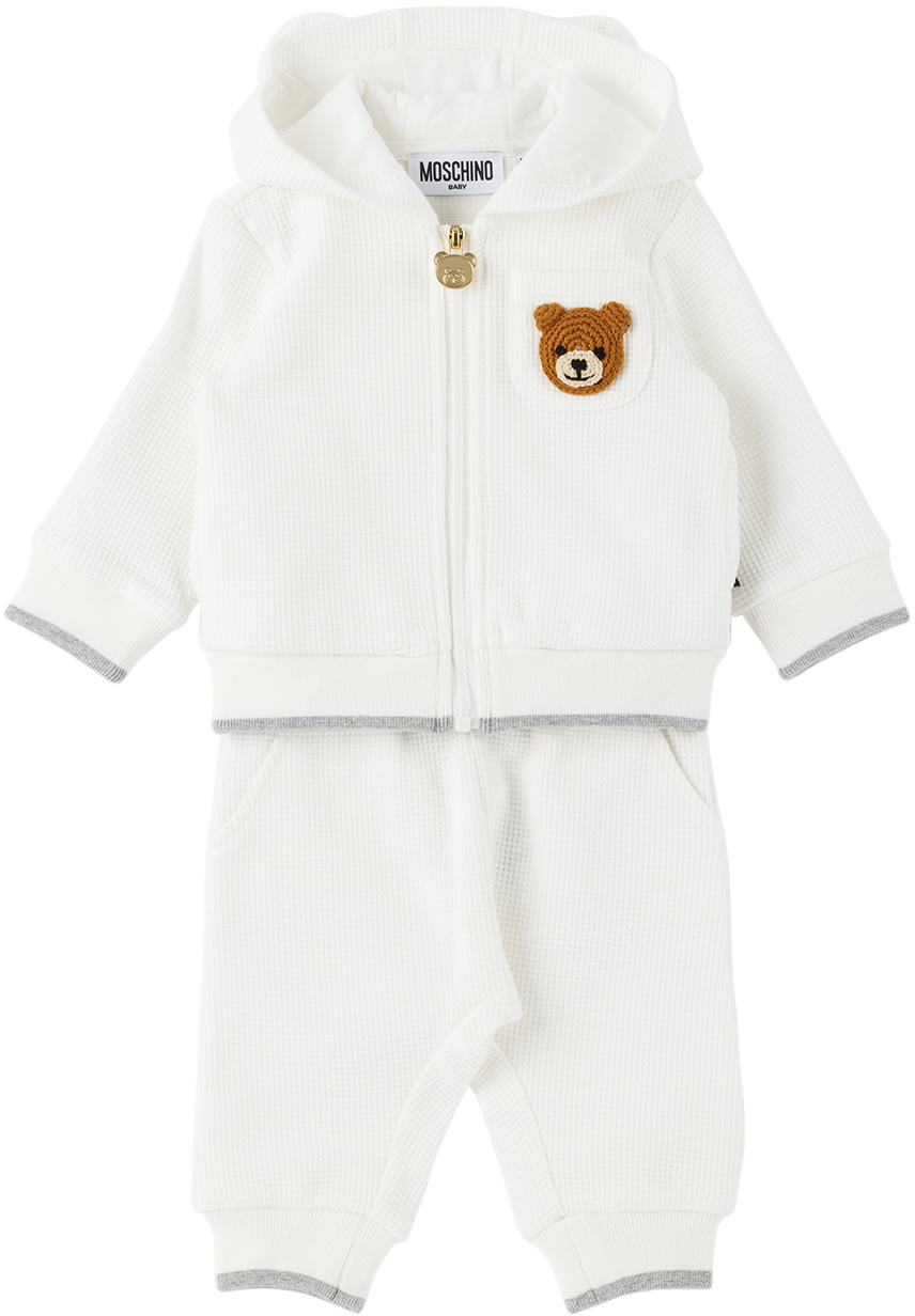 Baby White Teddy Bear Tracksuit by Moschino SSENSE