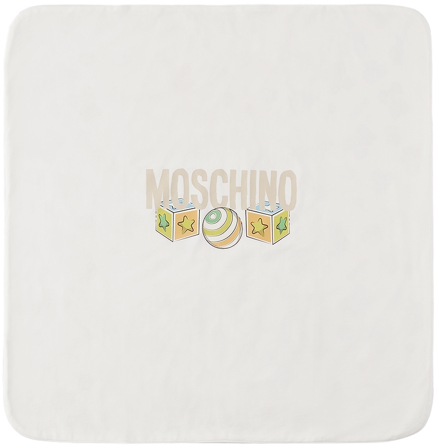 Moschino Baby Off-white Teddy Bear Blanket In Var. 84352 Cloud Toy