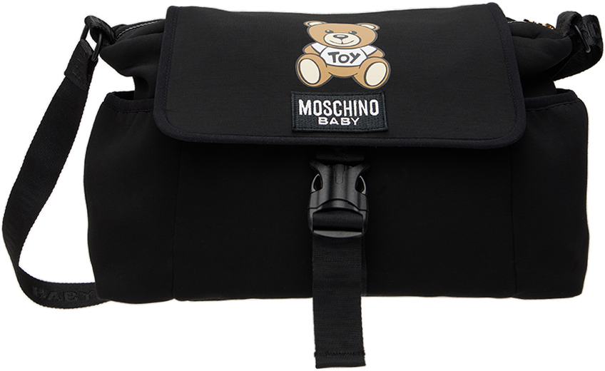 Moschino Baby Black Teddy Bear Changing Bag & Mat Set