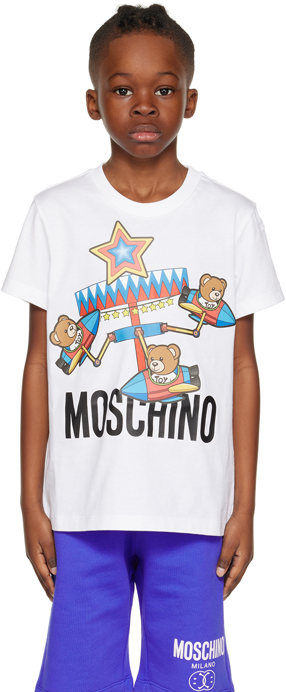 Moschino Kids White Printed T-shirt In Var. 10101 Optic Whi