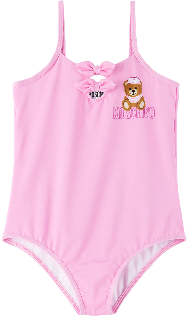 Moschino Baby Pink Printed One-piece Swimsuit In Var. 51473 Bonbon Pi