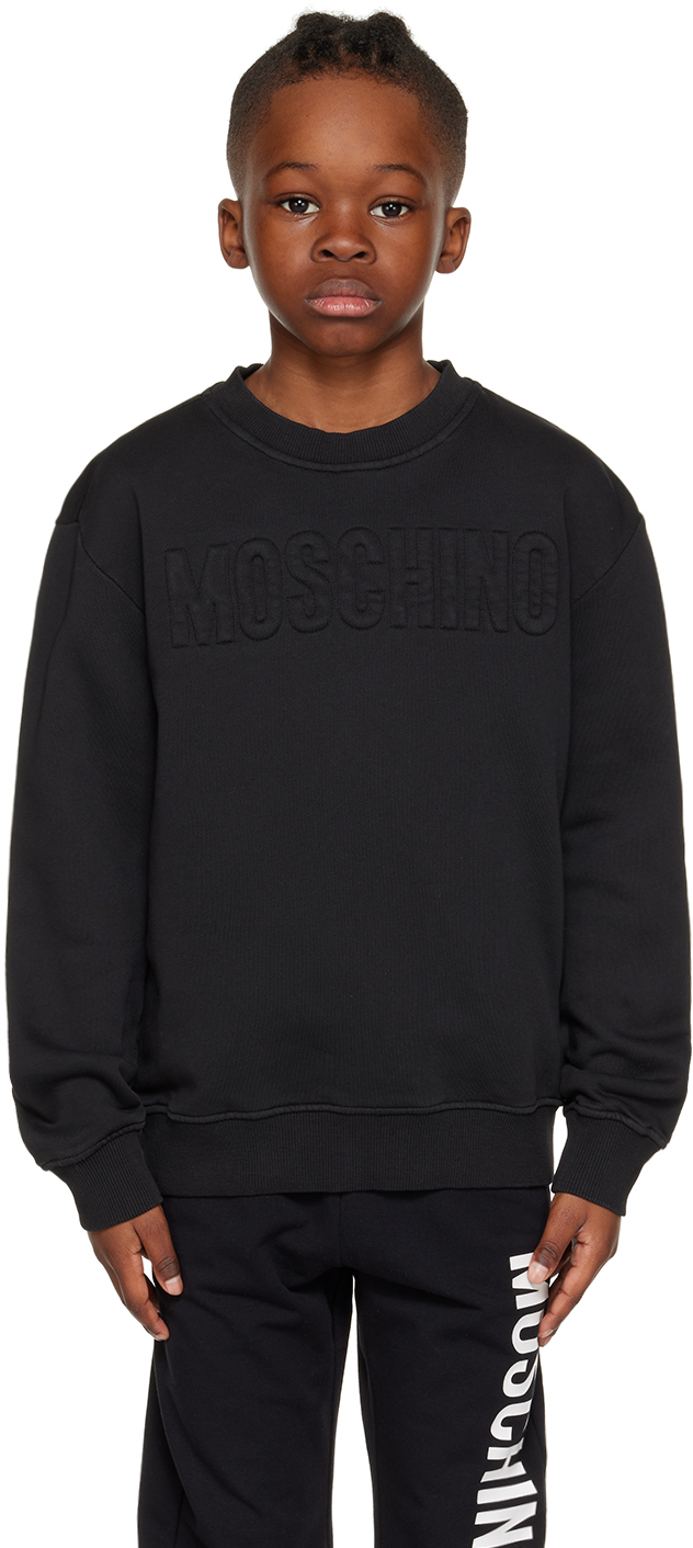 Shop Moschino Kids Black Embossed Sweatshirt In Var. 60100 Black