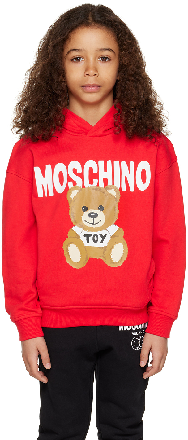 Moschino Kids Red Teddy Bear Hoodie