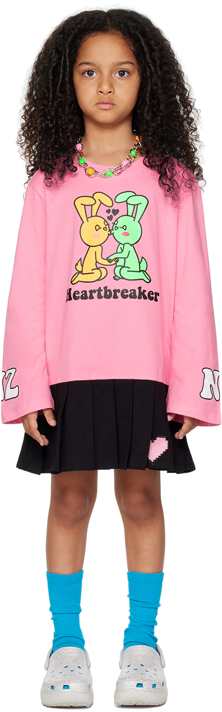 Nzkidzzz Kids Pink & Black Heartbreaker Dress In Pink/black