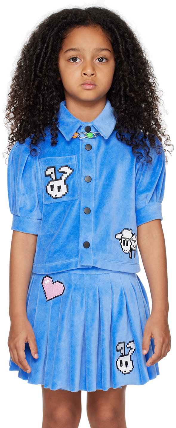 Nzkidzzz Kids Blue Pixel Bunny Shirt